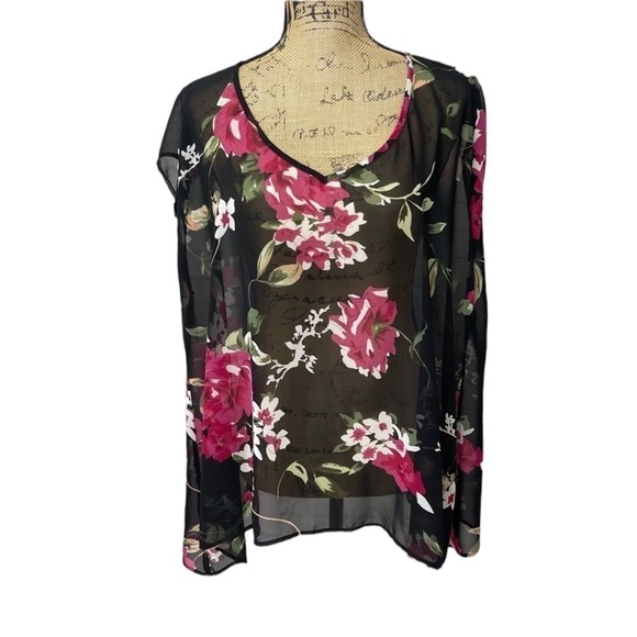 SHOW Me Your MuMu Floral Semi Sheer Flowy Blouse - Picture 1 of 10